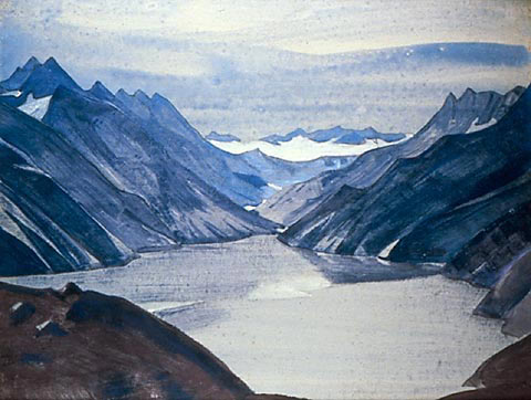 Н. К. Рерих. Озеро Наг. 1925. Холст,
темпера. 47,0 × 79,5. © Частная коллекция (США)
